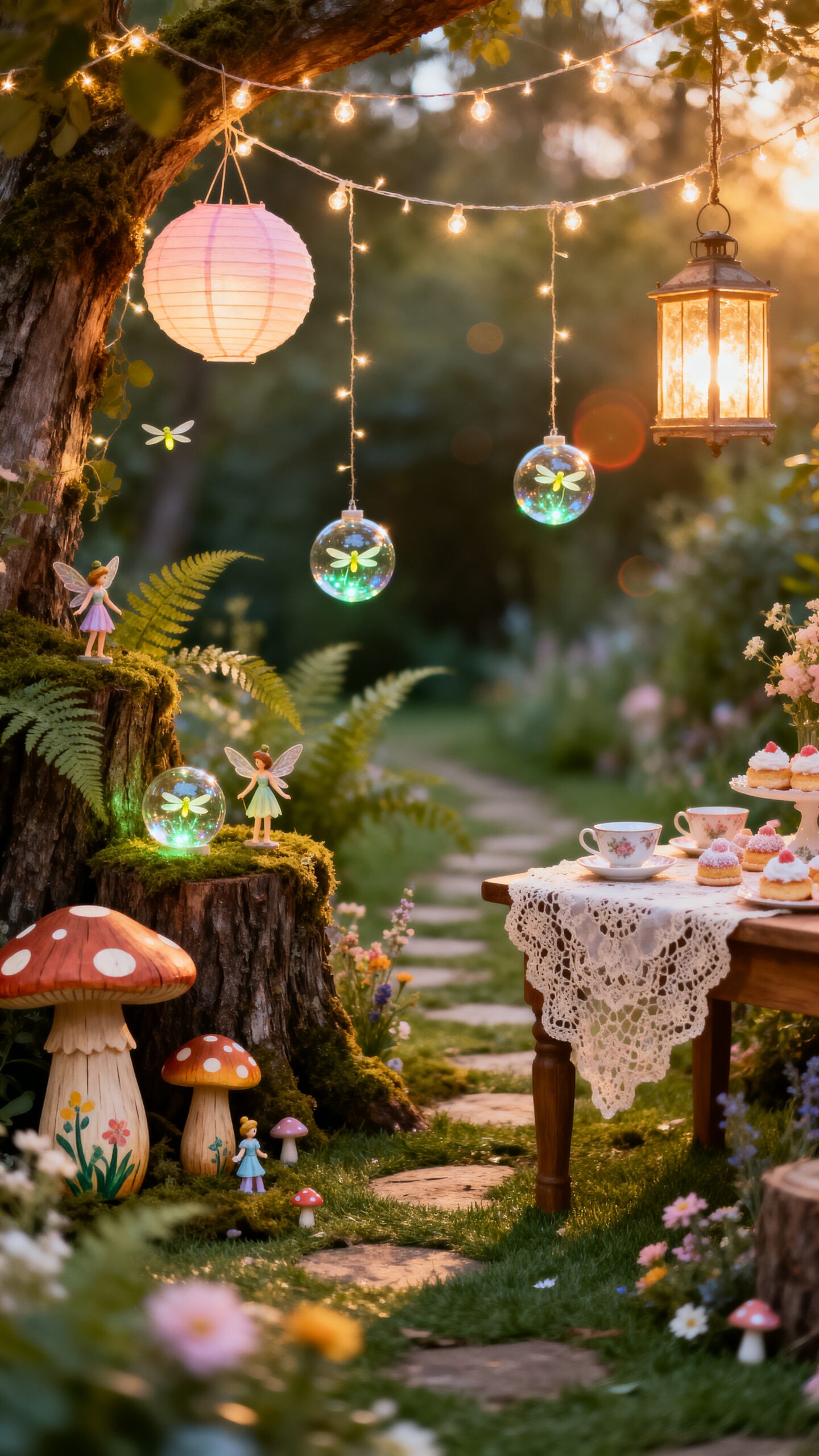 enchanting string lights and lanterns