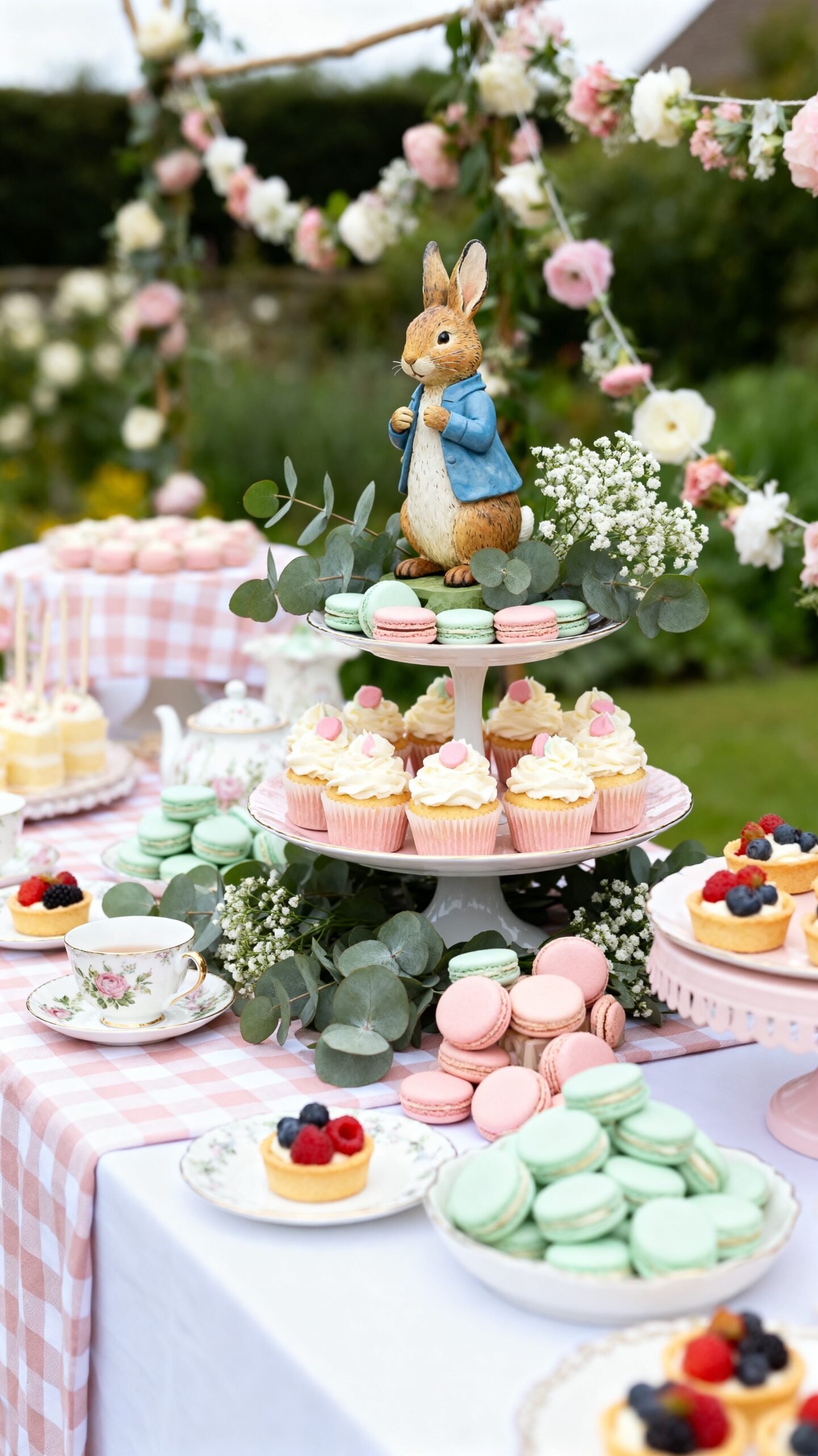 whimsical nature inspired peter rabbit dessert display