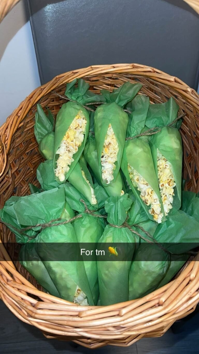 Basket of green wrapped corn shaped treats