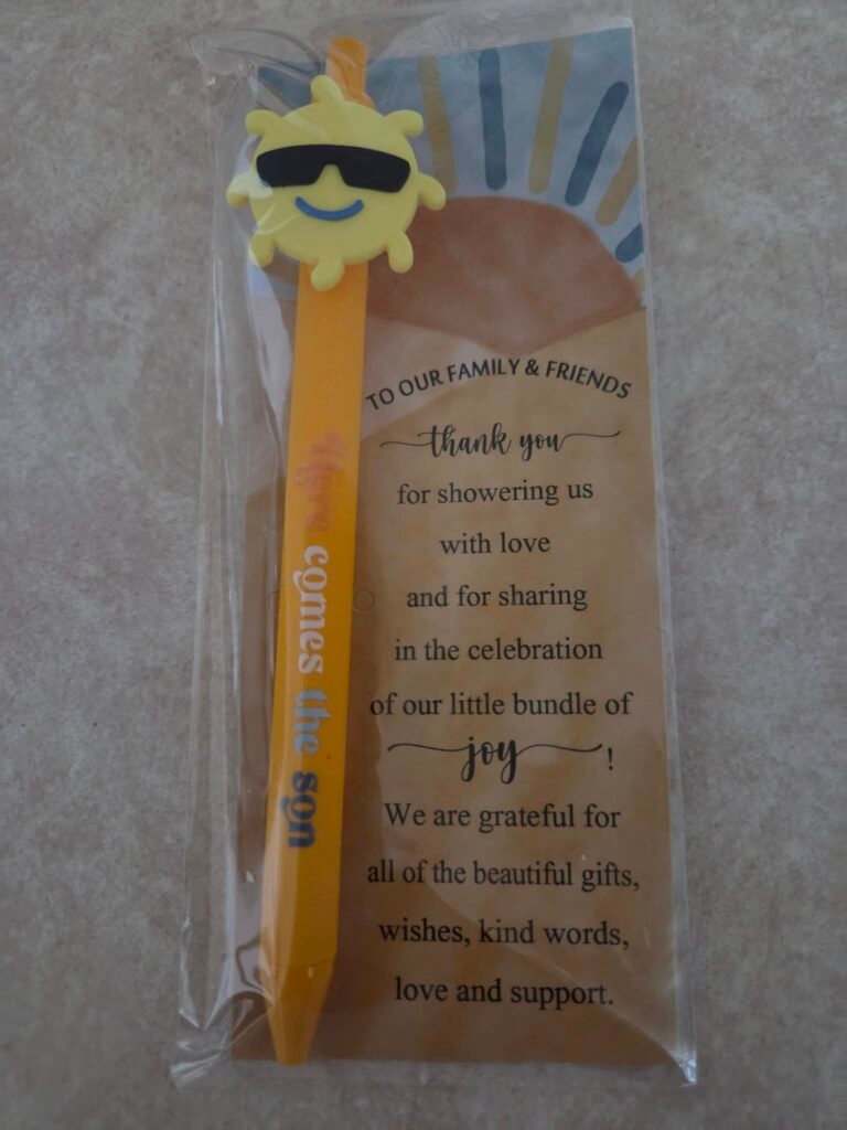 Sun topped favor with a thank you tag in a clear bag