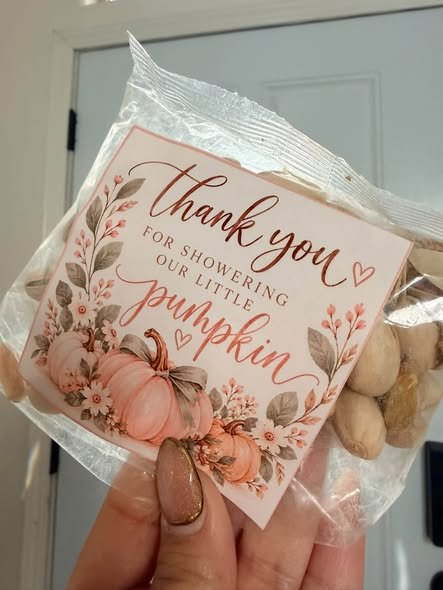 Thank you for showering our little pumpkin favor tag on a treat bag
