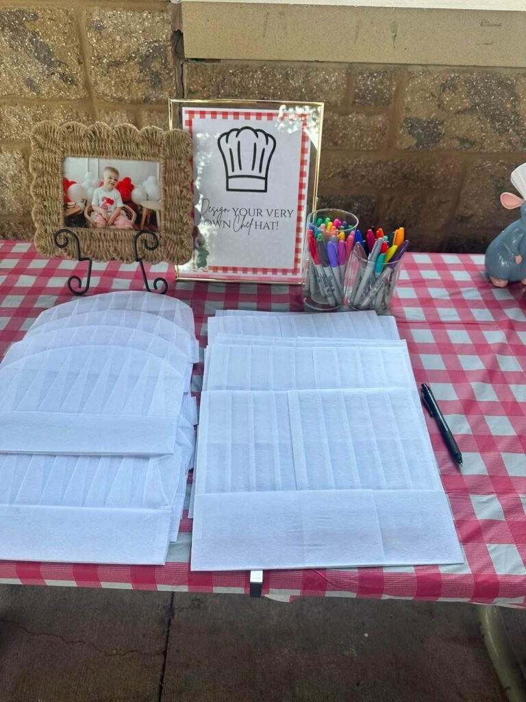 Framed chef hat sign and recipe guest book